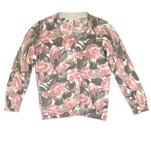 Banana Republic Womens Petite XS Thin Button Cotton Cardigan Cottage Core Pink